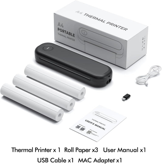 Bluetooth Portable Thermal Printers Wireless for Travel, Inkless Printer Support for 8.5"x11"