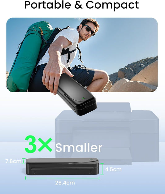 Portable Printers Wireless for Travel, Thermal Inkless Printer Support 8.5" X 11"