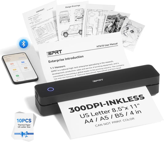 300DPI Bluetooth Thermal Printer Support for 8.5"x11"